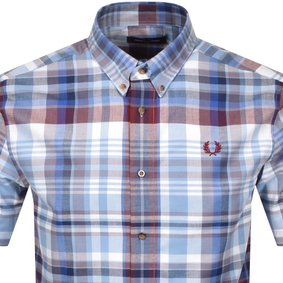 Alternative Image for ProductFred Perry Tartan Short Sleeved Shirt Blue2